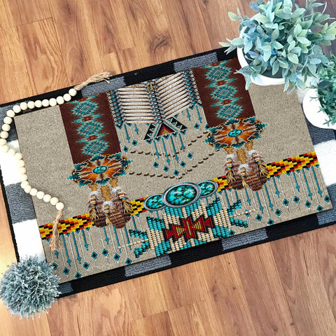 Powwow Store gb nat00069 turquoise blue pattern breastplate native doormat