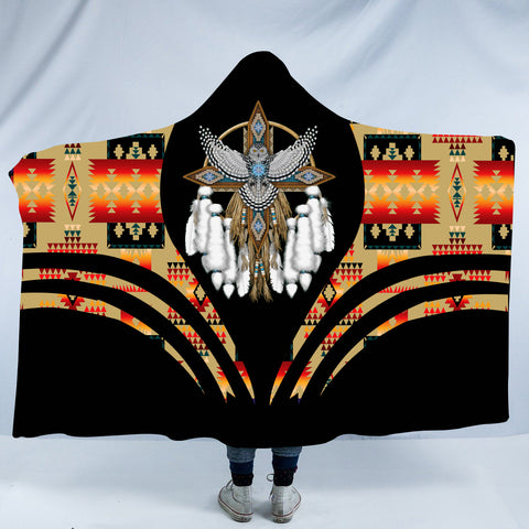 Powwow StoreHDB00122 Pattern Native American Design Hooded Blanket