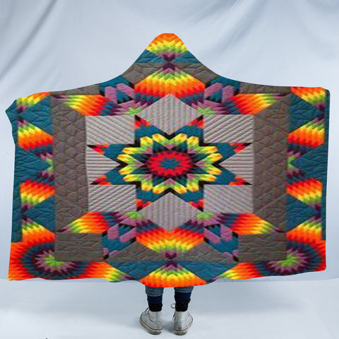 Powwow StoreHDB048 Pattern Native American Design Hooded Blanket