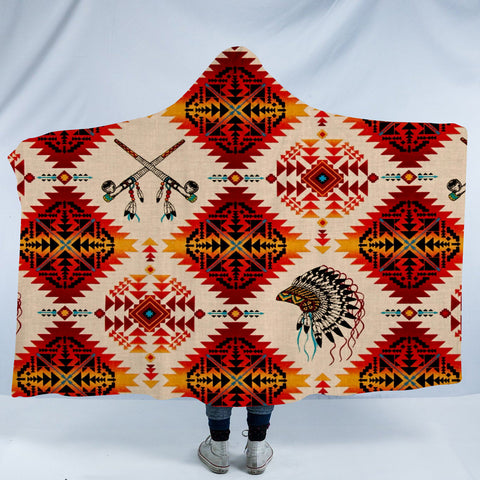 Powwow StoreHDB047 Pattern Native American Design Hooded Blanket