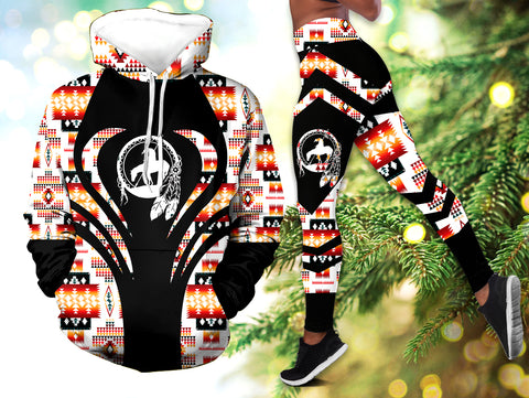 Powwow StoreHLS0060 Pattern Native 3D Hoodie Legging Set