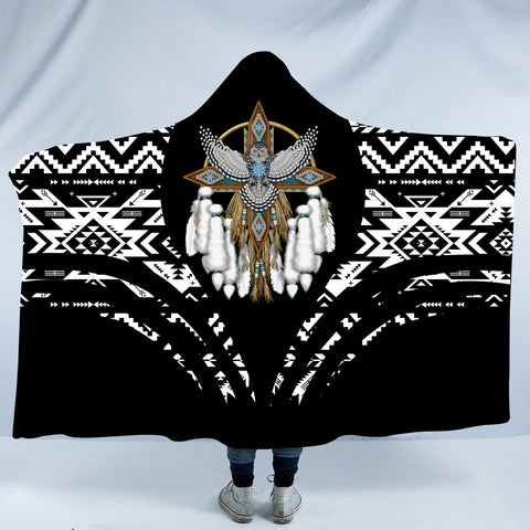 Powwow StoreHDB00121 Pattern Native American Design Hooded Blanket