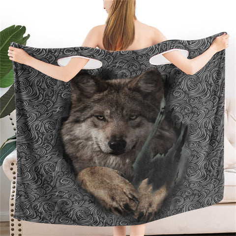 Powwow StoreGBNAT00108 Flag Feather Wearable Bathrobe Bath Wrap Towel