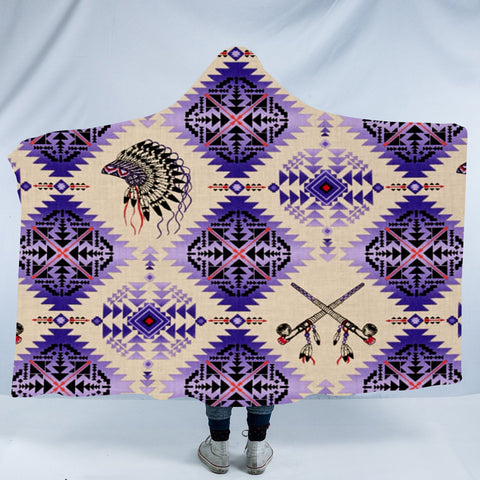 Powwow StoreHDB046 Pattern Native American Design Hooded Blanket