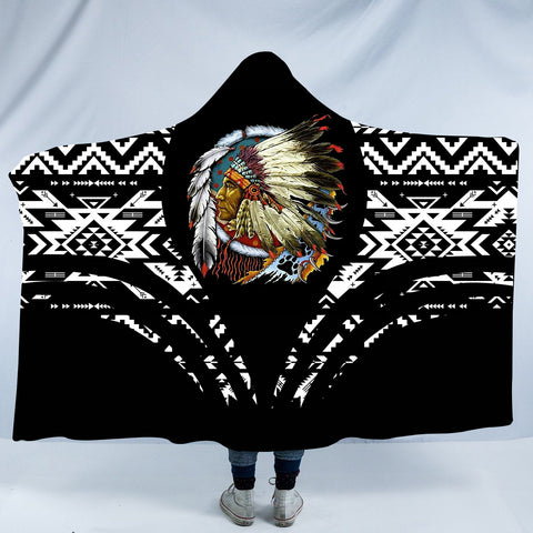 Powwow StoreHDB00120 Pattern Native American Design Hooded Blanket