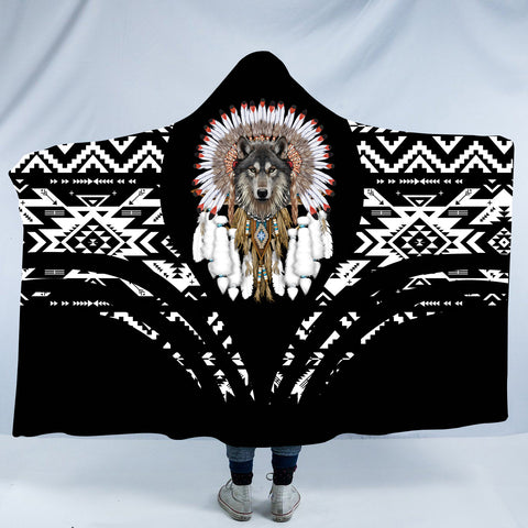 Powwow StoreHDB00119 Pattern Native American Design Hooded Blanket