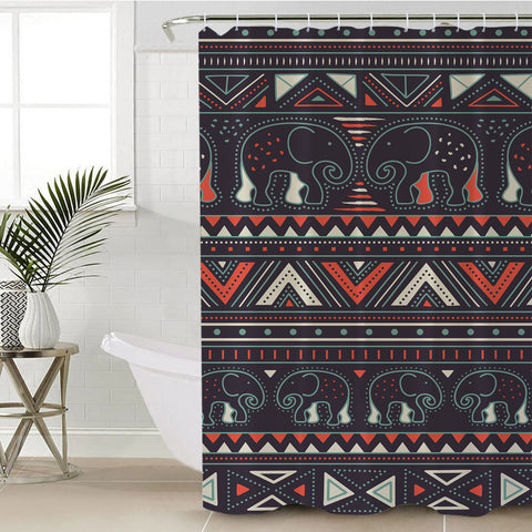Powwow Store gb nat00586 tribal pattern elephants shower curtain