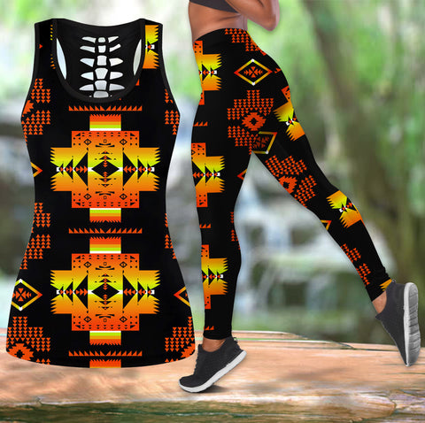 Powwow StoreGBNAT0072006 Pattern  Native Hollow Tank Top And Legging Sets