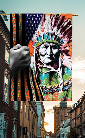 Powwow Store fl0003 chief full color flag decor