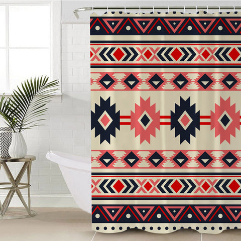 Powwow Store gb nat00375 pink navy pattern native shower curtain