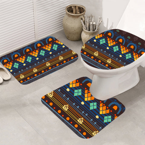 Powwow Store gb nat00592 tribal seamless pattern bathroom mat 3 pieces