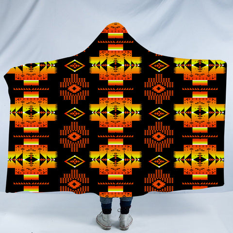 Powwow StoreGBNAT0072006 Pattern Native American Design Hooded Blanket
