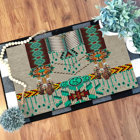 Powwow Store gb nat00069 02 green pattern breastplate native doormat