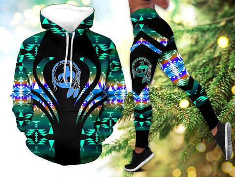 Powwow StoreHLS0066 Pattern Native 3D Hoodie Legging Set