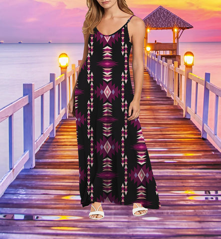 Powwow StoreGBNAT00773 Pattern Native Maxi Dress