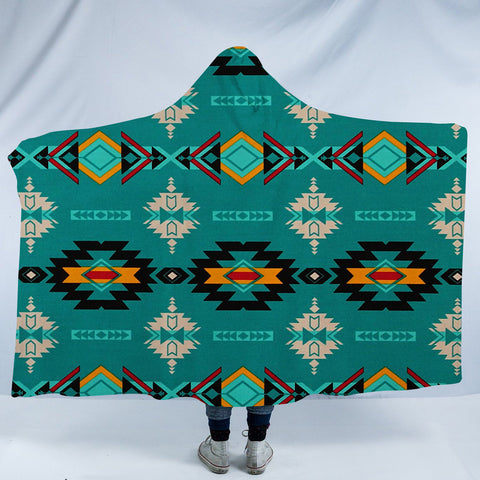 Powwow StoreHDB043 Pattern Native American Design Hooded Blanket