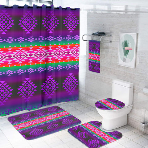 Powwow StoreGBNAT00680 Pattern Purple Native Bathroom set