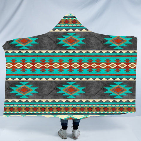 Powwow StoreHDB042 Pattern Native American Design Hooded Blanket