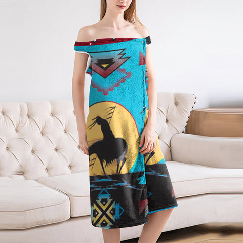 Powwow StoreGBNAT00026 Trail Of Tear Native  Wearable Bathrobe Bath Wrap Towel