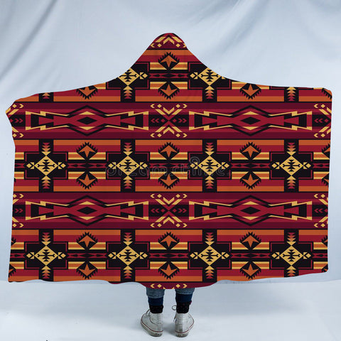 Powwow StoreHDB0070 Pattern Native American Design Hooded Blanket
