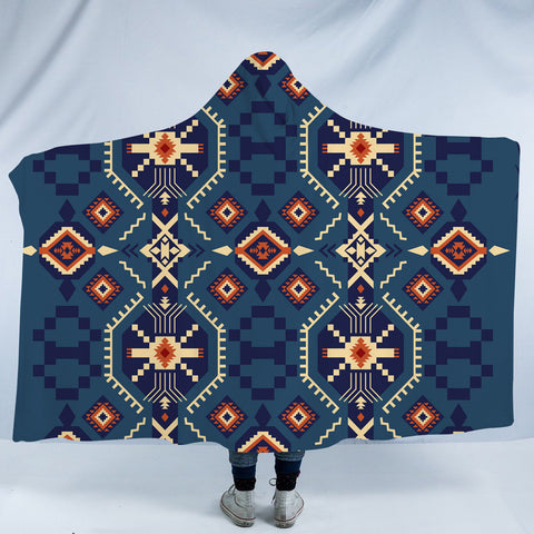 Powwow StoreHDB0071 Pattern Native American Design Hooded Blanket