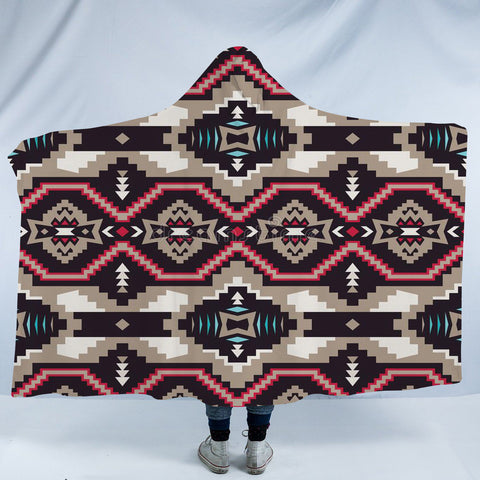 Powwow StoreHDB0074 Pattern Native American Design Hooded Blanket