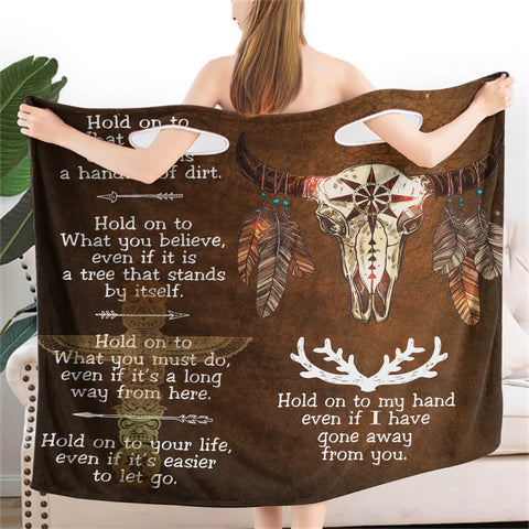 Powwow StoreGBNAT00123 Bison Feather Native American Wearable Bathrobe Bath Wrap Towel