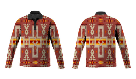 Powwow Store gb nat00062 11 tan tribe design native american polo long sleeve
