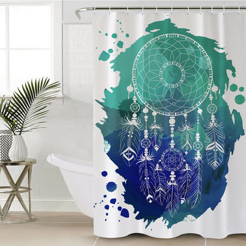 Powwow Store gb nat00376 blue green dream catcher shower curtain