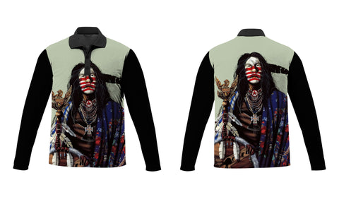 Powwow Store gb nat00482 chief native american polo long sleeve