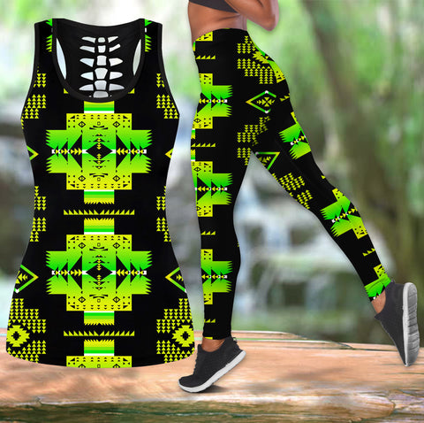 Powwow StoreGBNAT0072007 Pattern  Native Hollow Tank Top And Legging Sets