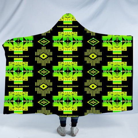 Powwow StoreGBNAT0072007 Pattern Native American Design Hooded Blanket