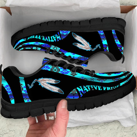 Powwow StoreSNK0004 Blue Pattern Feather Native Sneaker