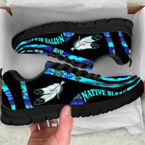 Powwow StoreSNK0006 Blue Pattern Feather Native Sneaker