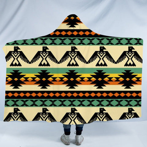Powwow StoreHDB0075 Pattern Native American Design Hooded Blanket
