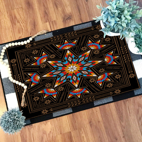 Powwow Store gb nat00070 black geometric native doormat