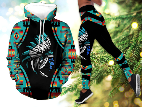 Powwow StoreHLS00282 Pattern Native 3D Hoodie Legging Set