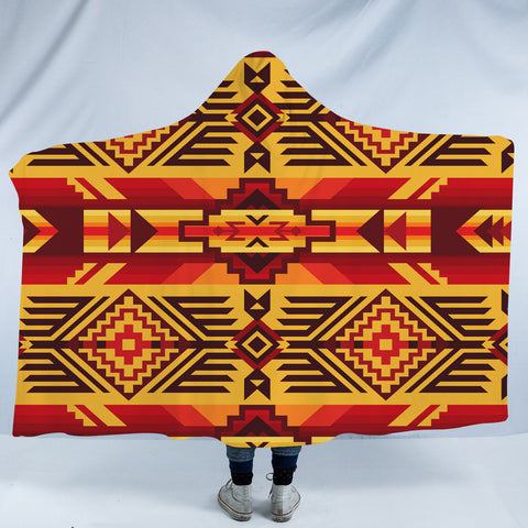 Powwow StoreHDB0076 Pattern Native American Design Hooded Blanket