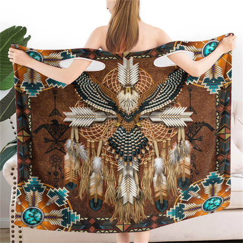 Powwow StoreBR0010  Pattern Mandala Thunderbird  Wearable Bathrobe Bath Wrap Towel