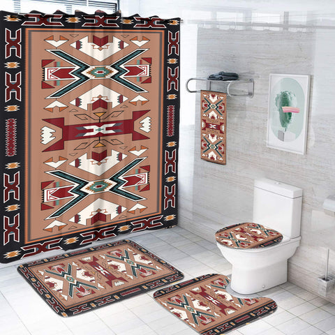 Powwow StoreGBNAT0002 Orange Geometric Bathroom Set