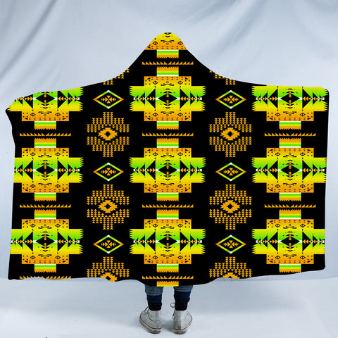 Powwow StoreGBNAT0072008 Pattern Native American Design Hooded Blanket