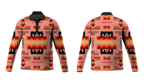 Powwow Store gb nat00046 16 tan tribe pattern native american polo long sleeve