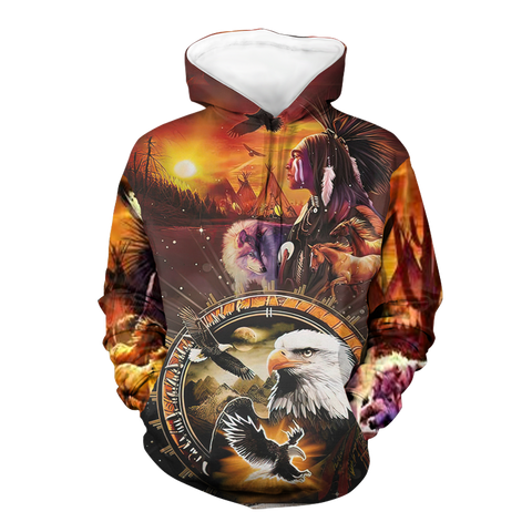 Powwow StoreHD00060 Native American Pride  3D Hoodie