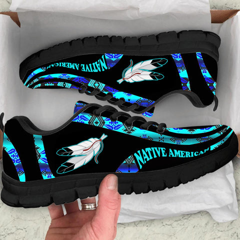 Powwow StoreSNK0007 Blue Pattern Feather Native Sneaker
