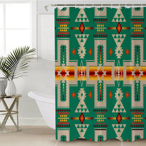 Powwow Store gb nat00062 08 light green tribe design native american shower curtain