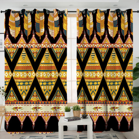 Powwow Store gb nat00589 feather yellow native living room curtain