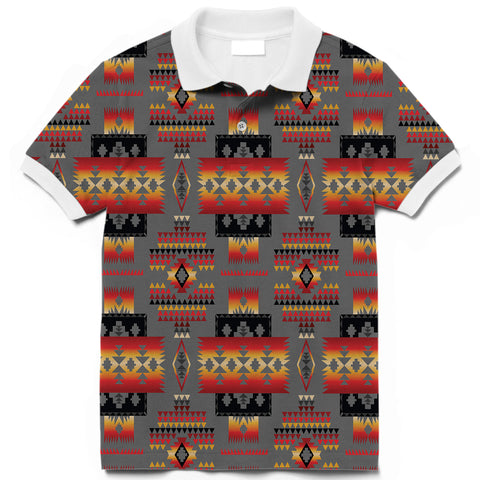 Powwow Store gb nat00046 11 gray tribe pattern native american polo t shirt 3d