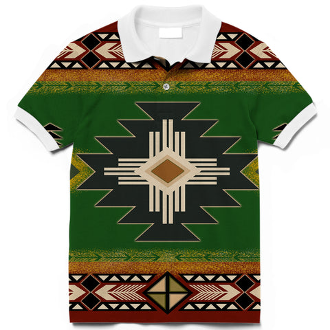 Powwow Store gb nat0001 01 southwest green symbol native american polo t shirt 3d