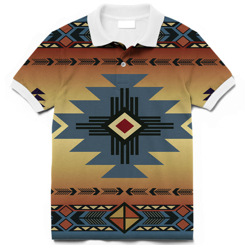 Powwow Store gb nat00057 01 southwest blue symbol native american polo t shirt 3d