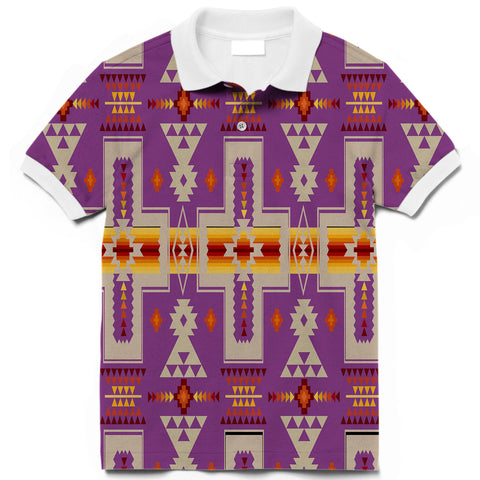 Powwow Store gb nat00062 07 light purple tribe design native american polo t shirt 3d